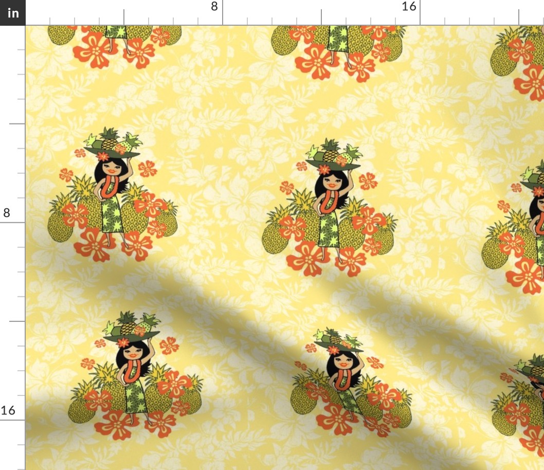 Pineapple Luau Hawaiian Hula Girl Embroidery Template