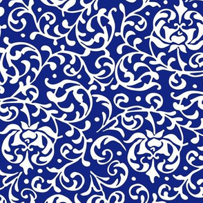 Blue and White Tudor Rose Floral Small