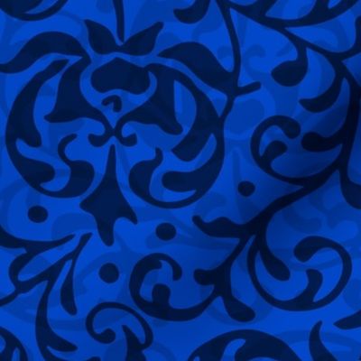 Royal Blue Tudor Damask