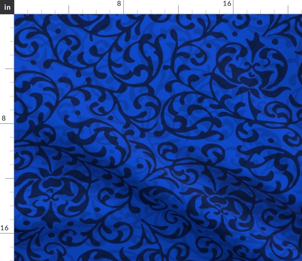 Royal Blue Tudor Damask