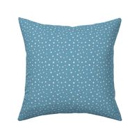 White Polka Dots on Blue