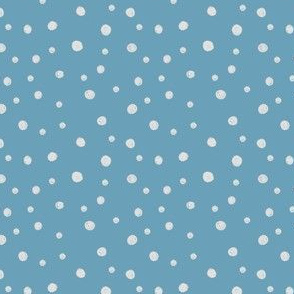 White Polka Dots on Blue