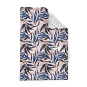 Navy palm leaves - small 