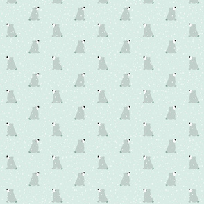 Polar Bears in the snow | Diamond  shape pattern | Colour Mint green
