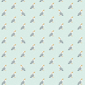 Sea Gulls in the snow | Diamond shaped pattern | Colour Mint