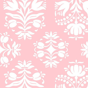 Pretty Pink and White Folk Floral