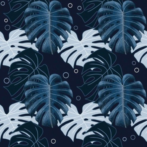 Monstera Pattern - Navy Blue