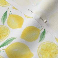 Medium Scale Watercolor Lemons and Slices on White