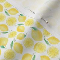 Small Scale Watercolor Lemons and Slices on White