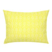 Medium Scale - Ikat Ogee - Bright Lemon Yellow on White