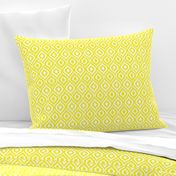 Medium Scale - Ikat Ogee - Bright Lemon Yellow on White