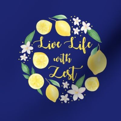 Live Life with Zest Lemon Slices and Flowers 6 Inch Circle Printed Panel for Embroidery Hoop Wall Art or Quilt Square Embroidery Hoop or Wall Art - DIY Pattern Kit Template