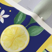Live Life with Zest Lemon Slices and Flowers Fabric Panel for Wall Art or Tea Towel