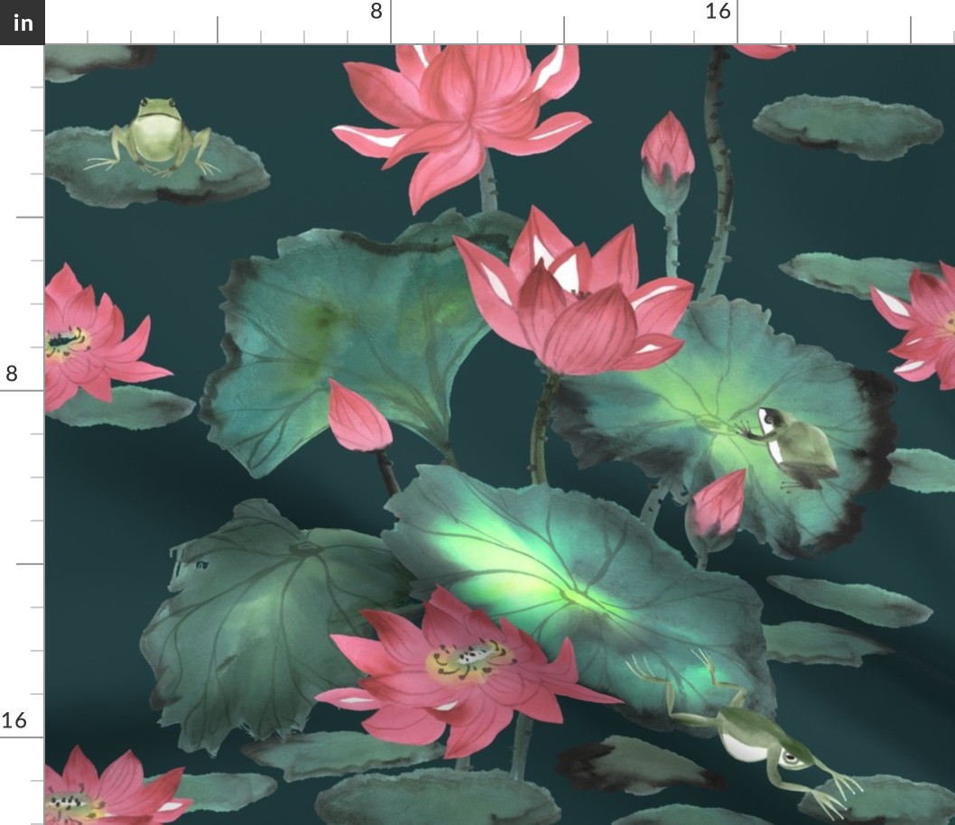 Frogs in Lotus Pond