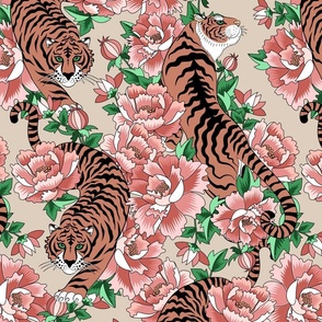 Tiger and Roses