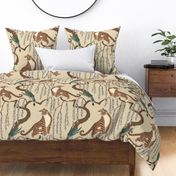 tiger under flowering tree, beige (large scale)