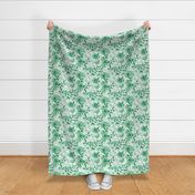 Smaller Scale Bold Morning Glories -  Spearmint Green