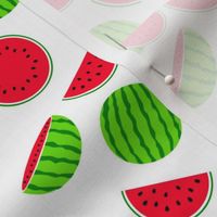 Smaller Scale Watermelons and Slices on White