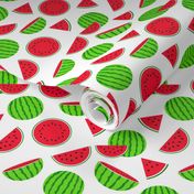 Smaller Scale Watermelons and Slices on White