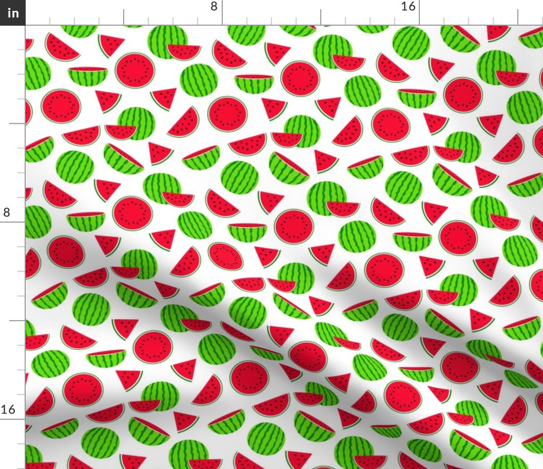 Smaller Scale Watermelons and Slices on White