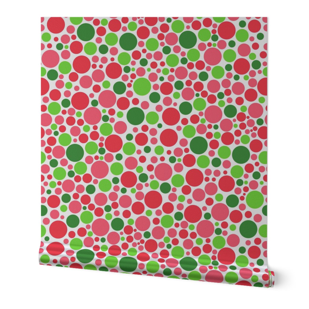 Bigger Scale Watermelon Dots in Pink Green Lime and Red Polkadots