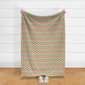 Bigger Scale Watermelon Chevron Zigzag Stripe in Pink Green Lime and Red