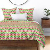 Bigger Scale Watermelon Chevron Zigzag Stripe in Pink Green Lime and Red