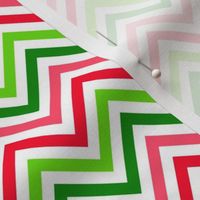 Smaller Scale Watermelon Chevron Zigzag Stripe in Pink Green Lime and Red