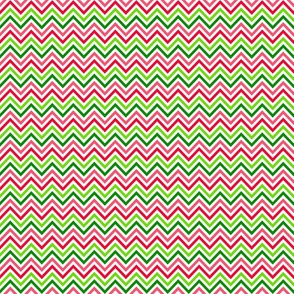 Smaller Scale Watermelon Chevron Zigzag Stripe in Pink Green Lime and Red