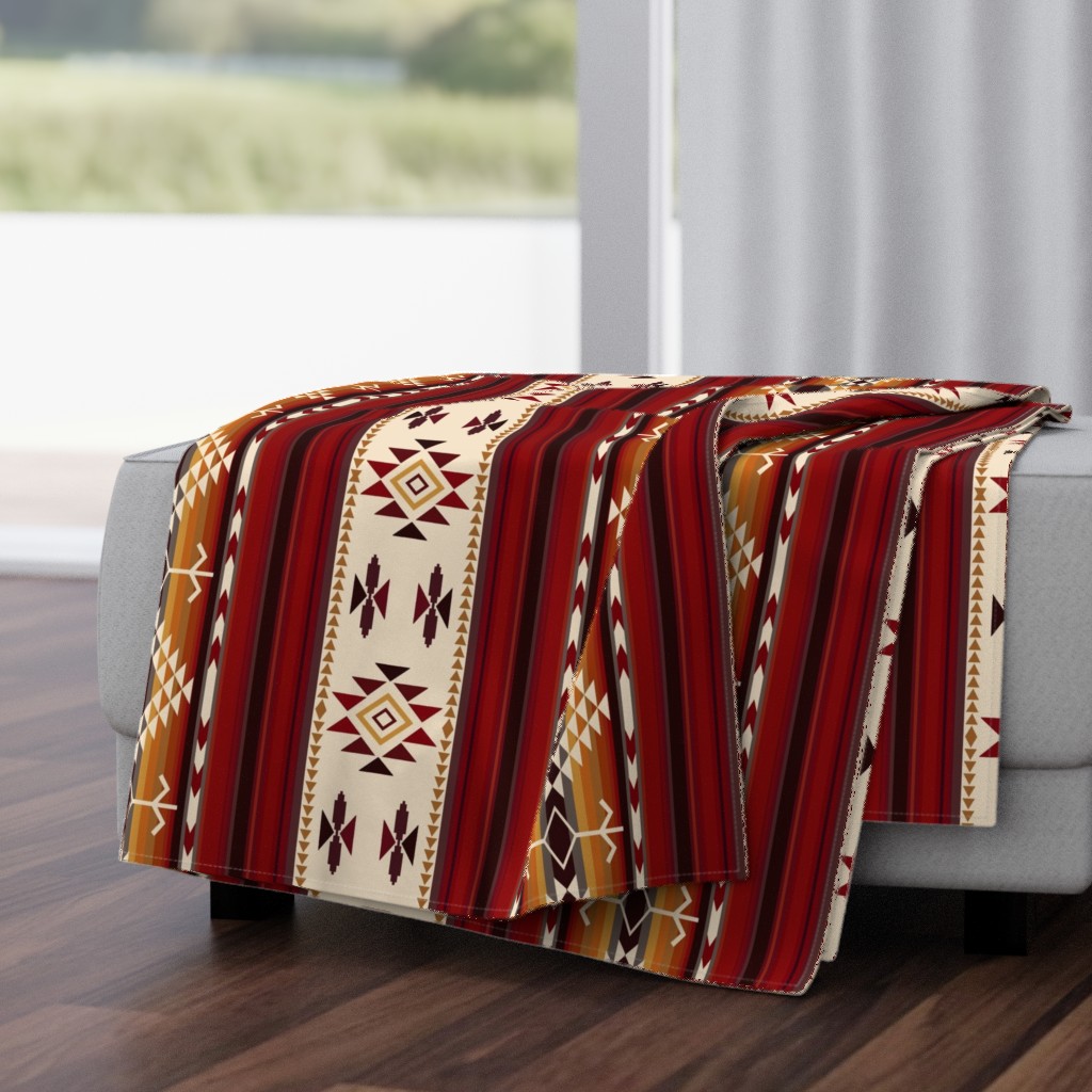 Amber Fire Vertical Bold Tribal Blanket Stripes 