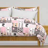 Farm//Hereford//Love you till the cows come home//Pink & Brown - Wholecloth Cheater Quilt - Rotated