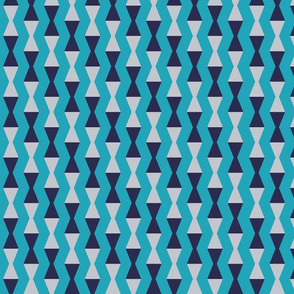 Turquoise Fabric with a Dark Blue and Grey Kilim Design