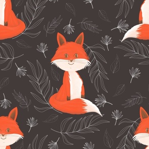Fox with grey background - large