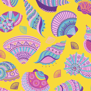Colorful Seashells Seamless Ppattern