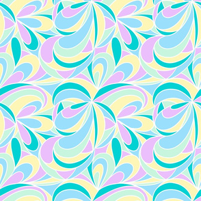 Crazy swirls in green, blue, pink and yellow