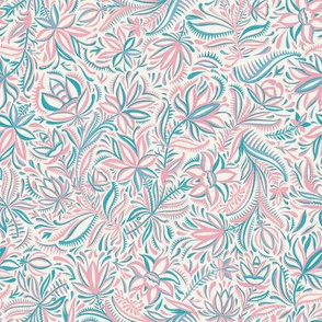 Maximalist Floral Decor in Pink and Blue / Medium