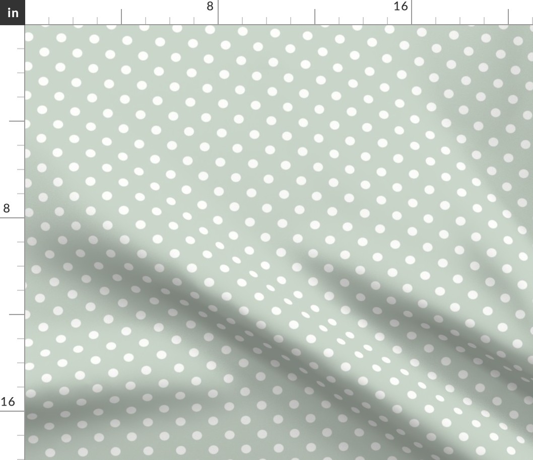 Dark Dotty: Soft Green & White Polka Dot