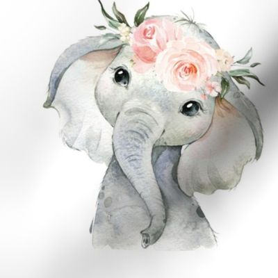 7" baby floral elephant