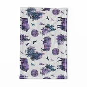 purple fall American bison on linen - rotated