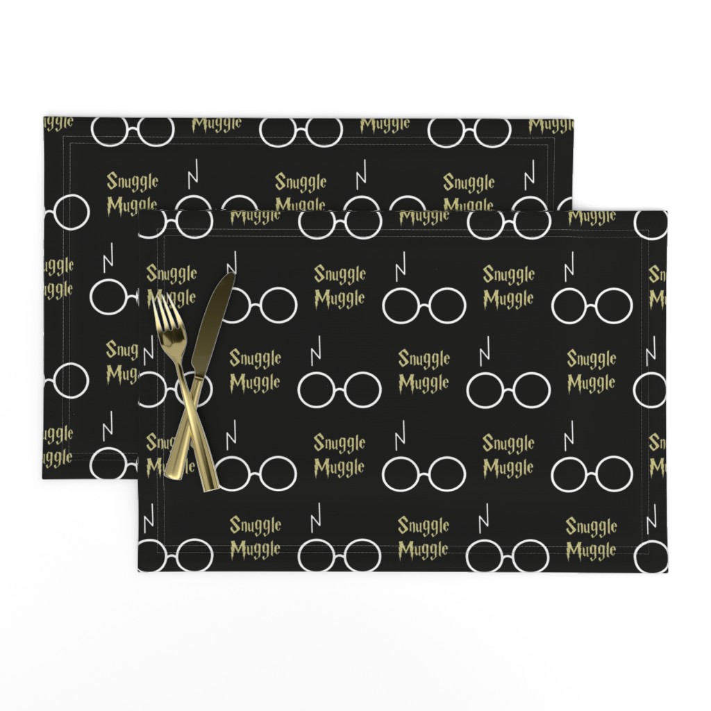 3" snuggle muggle white and gold glitter on black