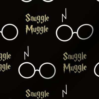 3" snuggle muggle white and gold glitter on black