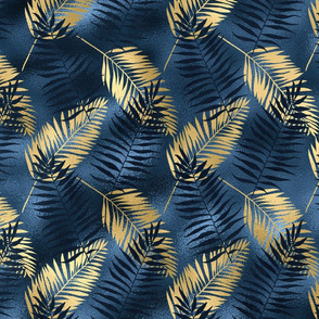Summer Tropical Blue Palm Leaves Pattern