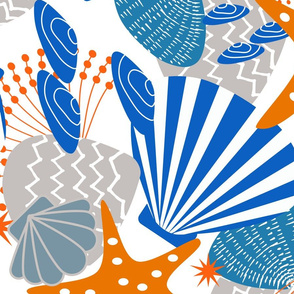 Seashells Magic Blue and Orange Large Scale