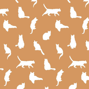 medium cute silhouette cat cats animals white on tan caramel brown kitten kitty cat lady