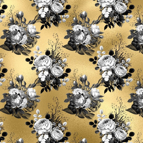 Gothic Yellow Flower Leaves Floral Pattern Illustration