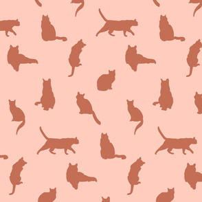 Boho Cats in peach pink and rust terracotta cat pets kitten kitty baby kids nursery