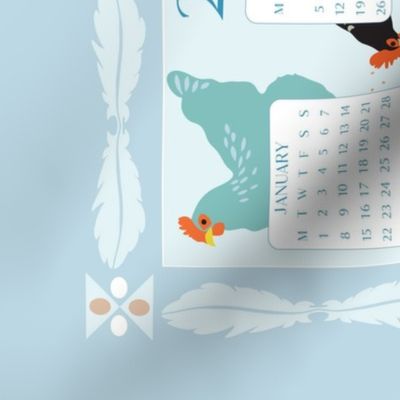 Chickadee Calendar Tea Towel 2024