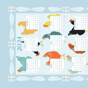 Chickadee Calendar Tea Towel 2024