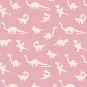 Little minimalist wild dinosaurs sweet kids dino design boho style pink cream girls