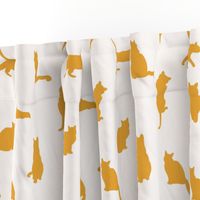 Golden Mustard Yellow Cats on Off white boho cat kitten kitty